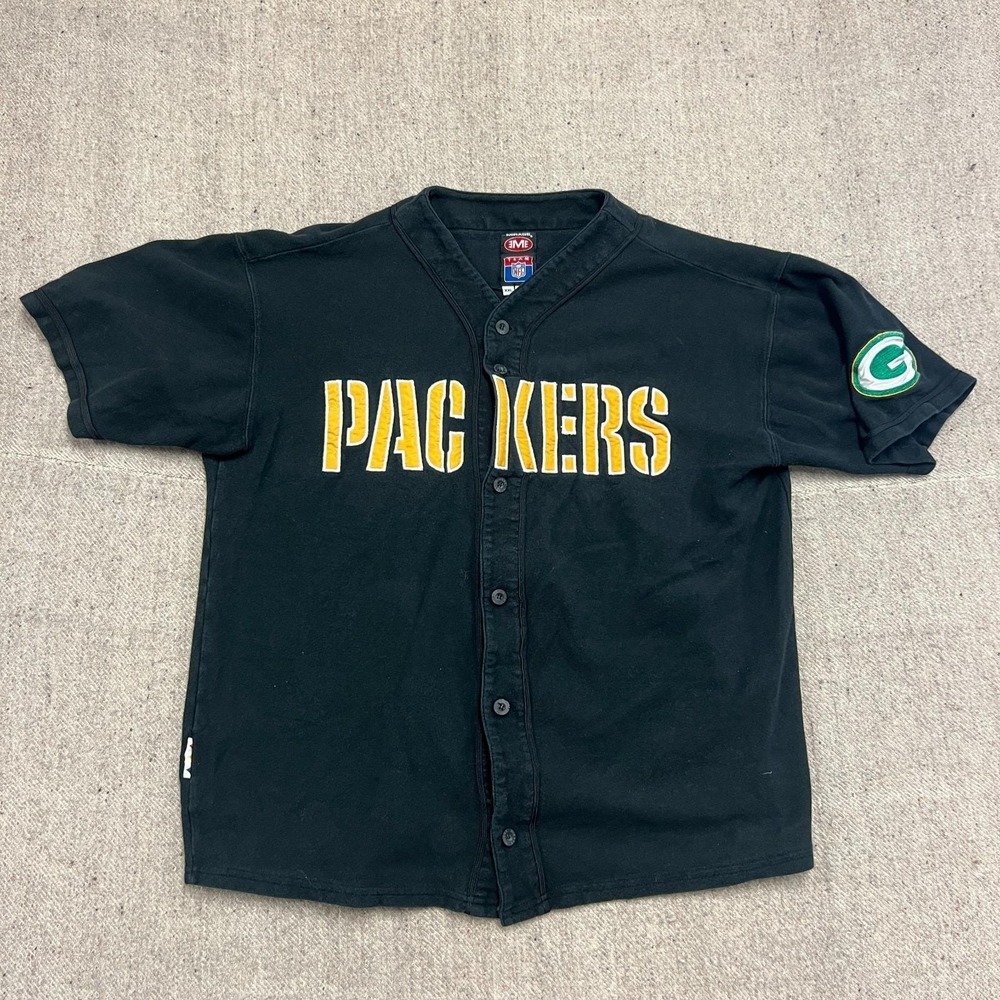 Vintage Green Bay Packers Shirt Mens XXL Black 1990s Baseball NFL